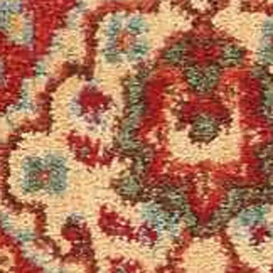 Brick Red And Tan Floral Distressed Non Skid Area Rug Photo 8