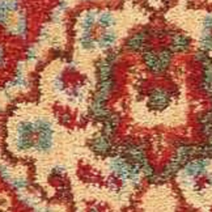 Brick Red And Tan Floral Distressed Non Skid Area Rug Photo 8