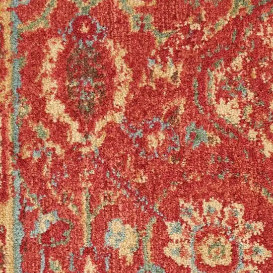 Brick Red And Tan Floral Distressed Non Skid Area Rug Photo 2