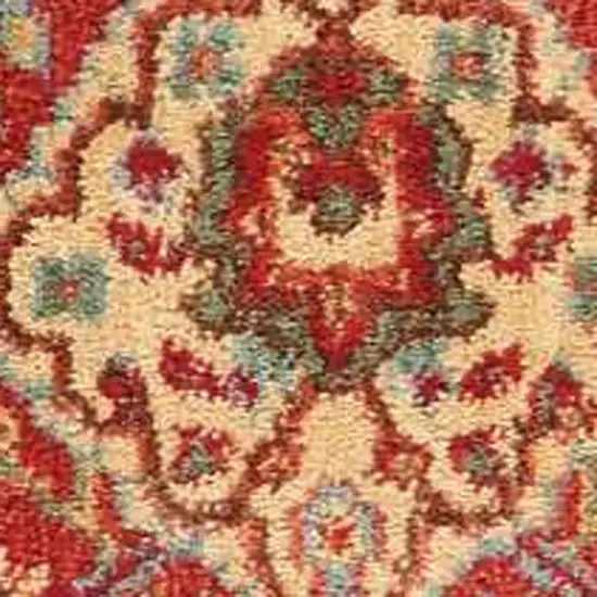 Brick Red And Tan Floral Distressed Non Skid Area Rug Photo 9