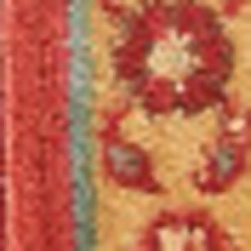 Brick Red And Tan Floral Distressed Non Skid Area Rug Photo 8