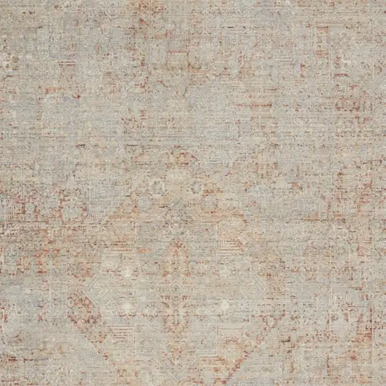 Brick Red Gray And Cream Floral Area Rug With Fringe Photo 3