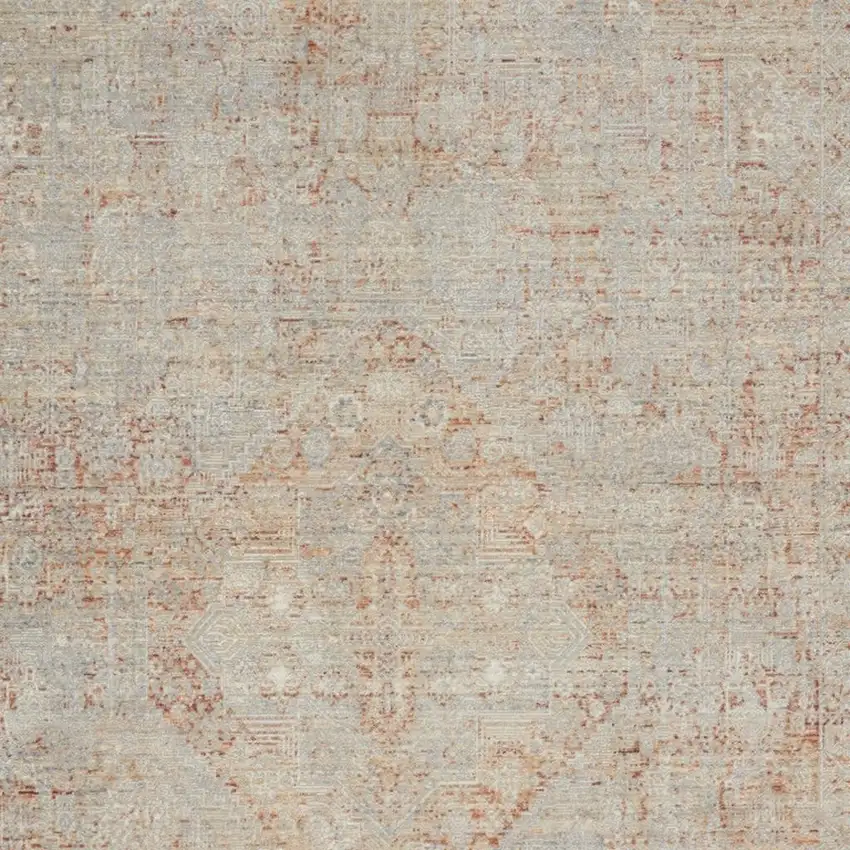 Brick Red Gray And Cream Floral Area Rug With Fringe Photo 3