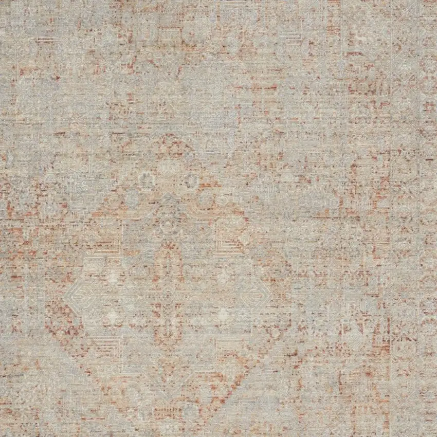 Brick Red Gray And Cream Floral Non Skid Area Rug With Fringe Photo 3
