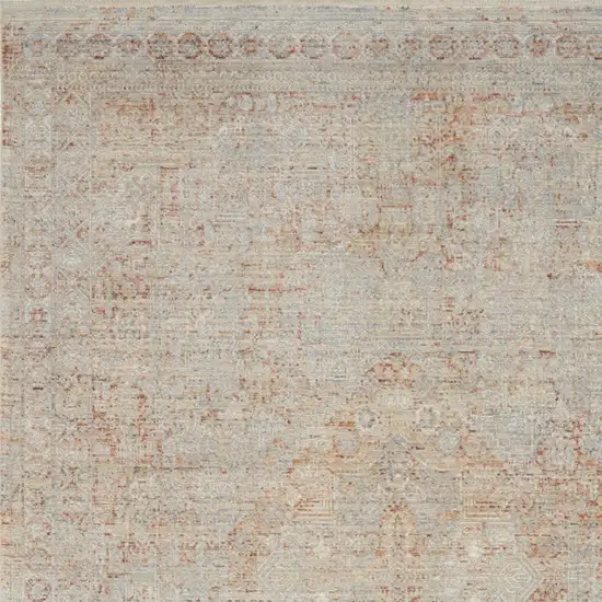 Brick Red Gray And Cream Floral Non Skid Area Rug With Fringe Photo 7