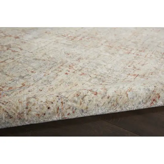 Brick Red Gray And Cream Floral Non Skid Area Rug With Fringe Photo 8
