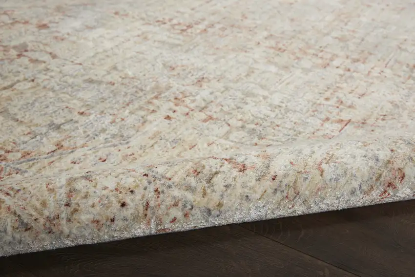 Brick Red Gray And Cream Floral Non Skid Area Rug With Fringe Photo 8