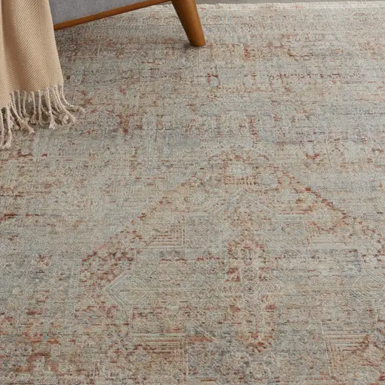 Brick Red Gray And Cream Floral Non Skid Area Rug With Fringe Photo 6