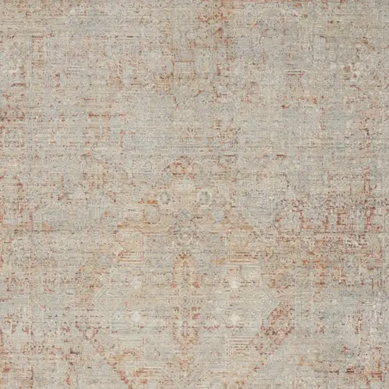 Brick Red Gray And Cream Floral Non Skid Area Rug With Fringe Photo 9