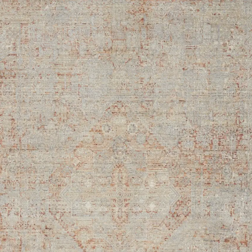 Brick Red Gray And Cream Floral Non Skid Area Rug With Fringe Photo 9