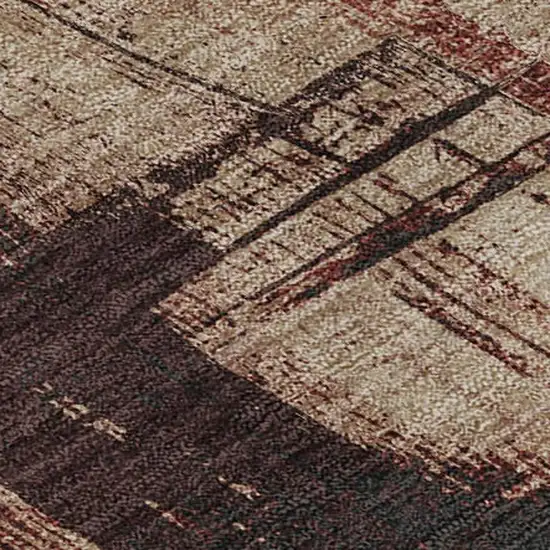 Brick Red Mauve And Beige Abstract Washable Area Rug With UV Protection Photo 8