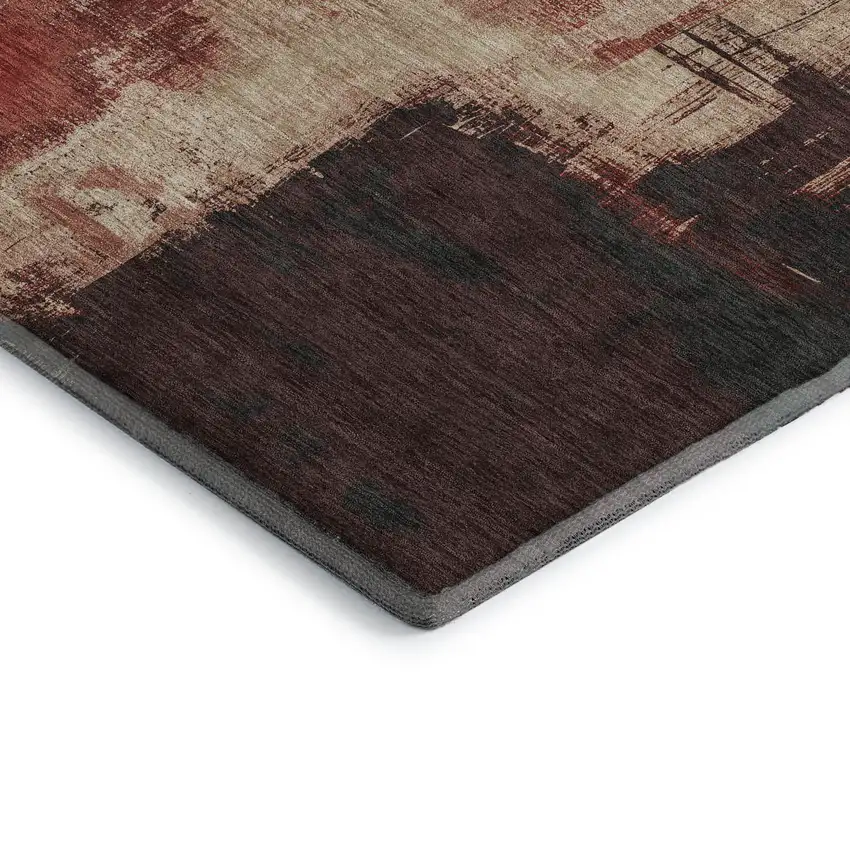 Brick Red Mauve And Beige Abstract Washable Area Rug With UV Protection Photo 6