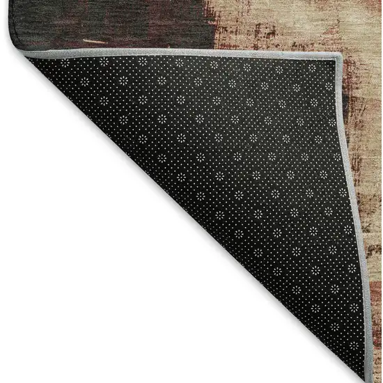 Brick Red Mauve And Beige Abstract Washable Area Rug With UV Protection Photo 4