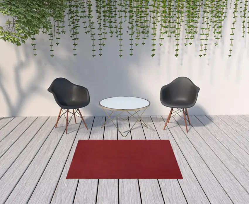 Brick Red Non Skid Indoor Outdoor Area Rug Photo 2