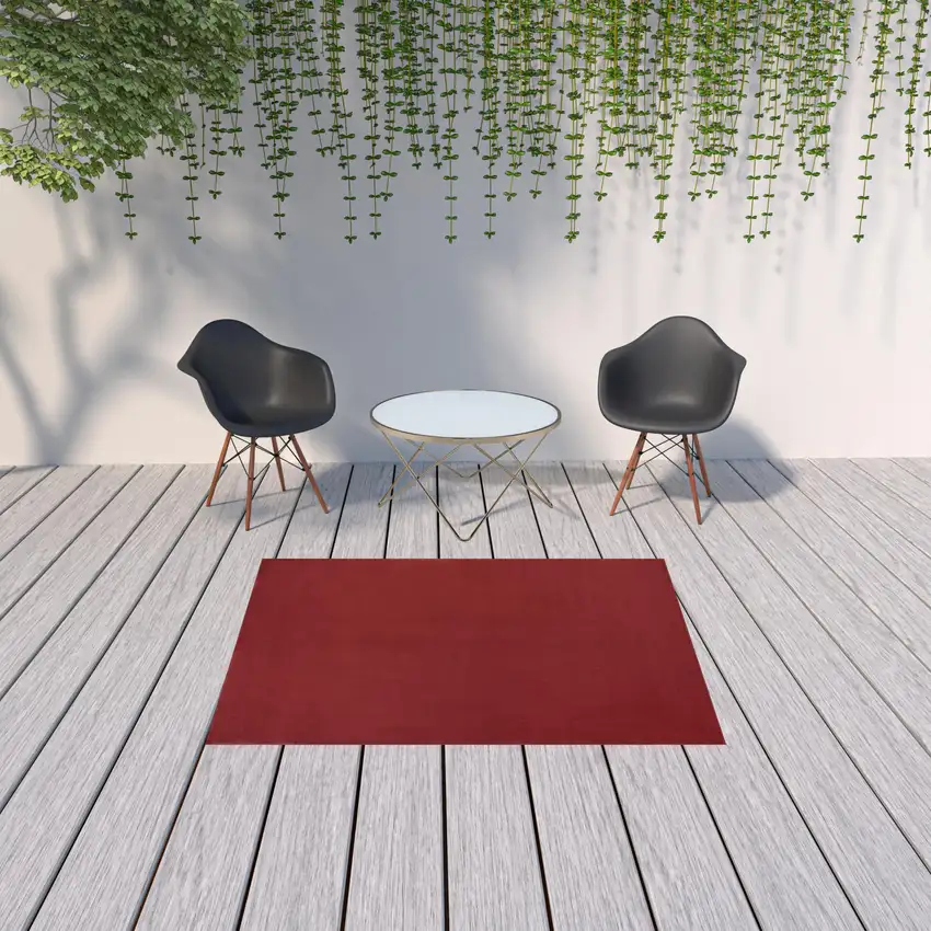 Brick Red Non Skid Indoor Outdoor Area Rug Photo 2