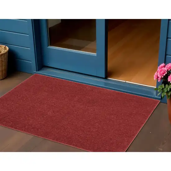Brick Red Non Skid Indoor Outdoor Area Rug Photo 1