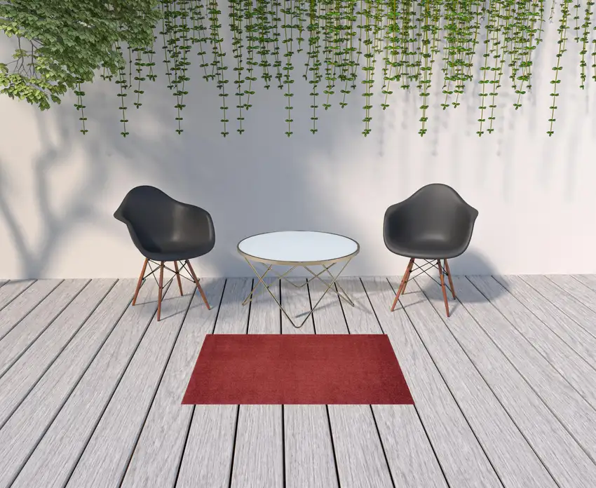 Brick Red Non Skid Indoor Outdoor Area Rug Photo 2