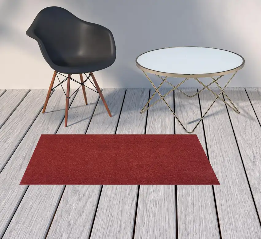 Brick Red Non Skid Indoor Outdoor Runner Rug Photo 2