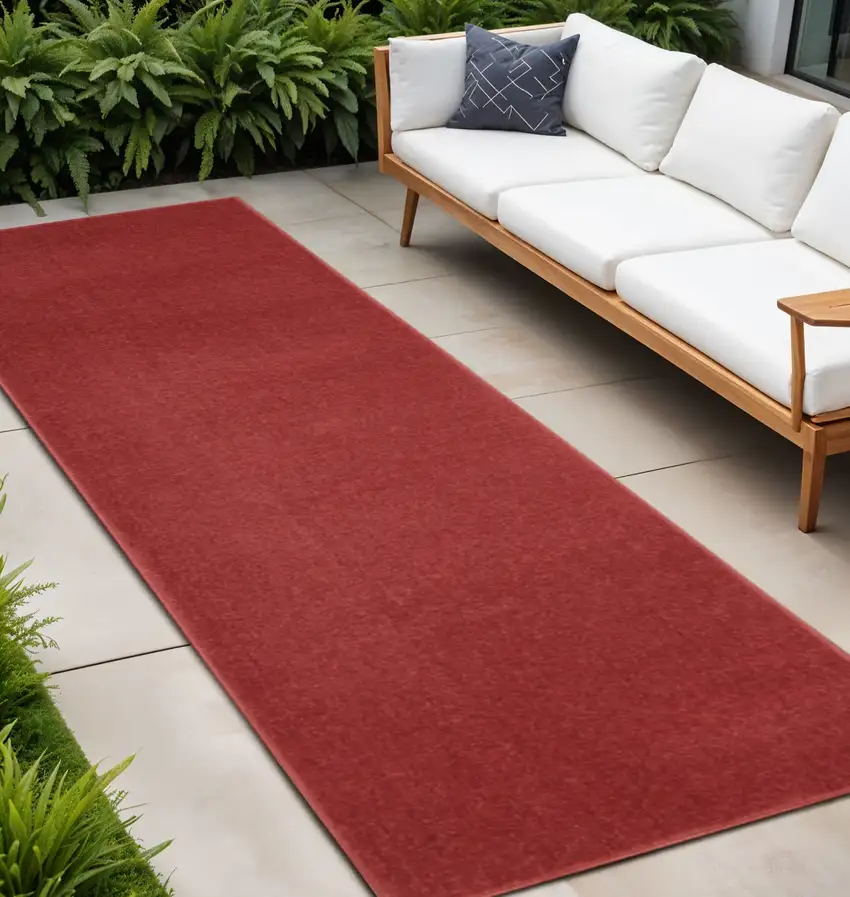 Brick Red Non Skid Indoor Outdoor Runner Rug Photo 1
