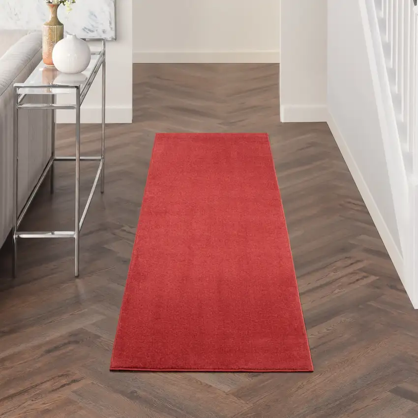 Brick Red Non Skid Indoor Outdoor Runner Rug Photo 3