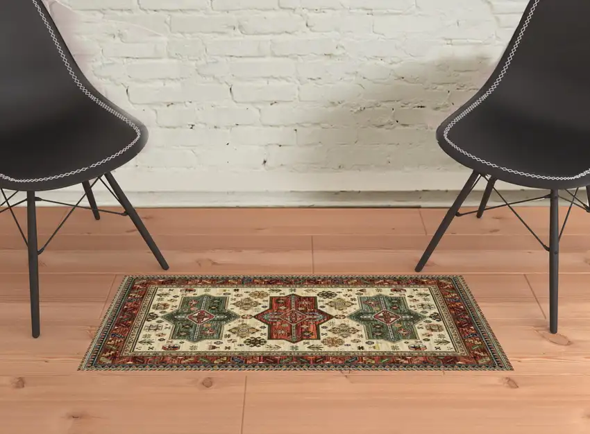 Brick Red Orange Rust Beige Gold Pale Blue Olive Navy And Black Oriental Power Loom Stain Resistant Area Rug With Fringe Photo 2