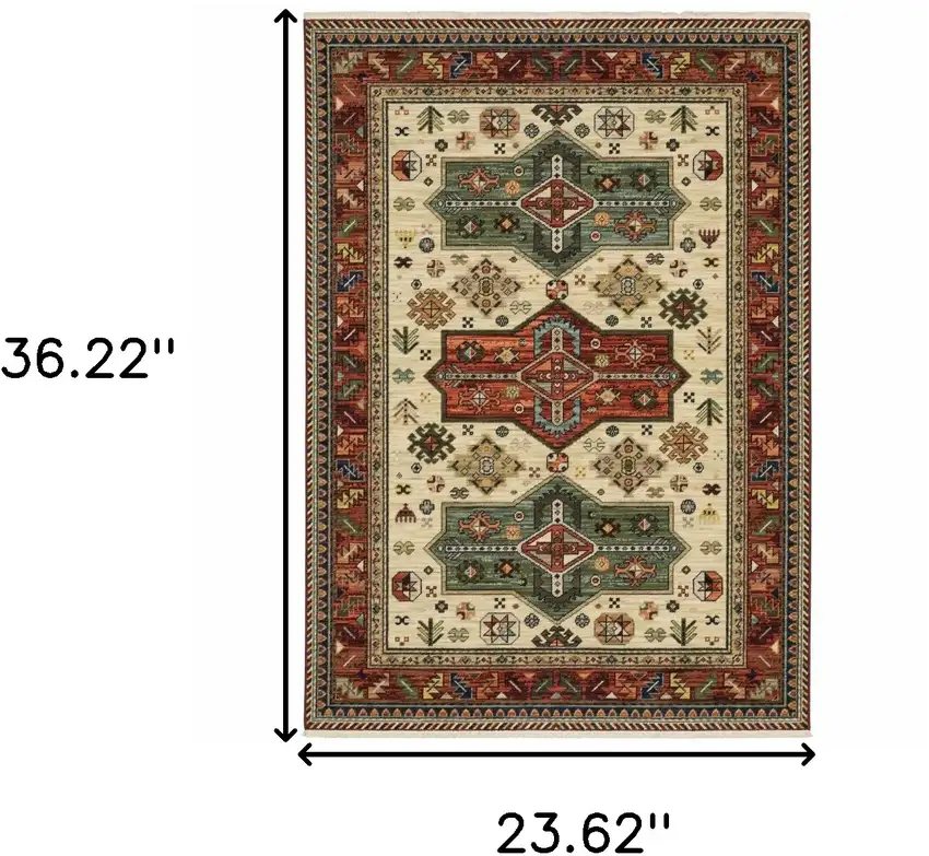 Brick Red Orange Rust Beige Gold Pale Blue Olive Navy And Black Oriental Power Loom Stain Resistant Area Rug With Fringe Photo 3