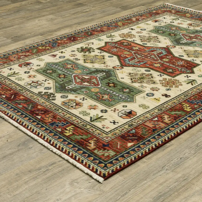 Brick Red Orange Rust Beige Gold Pale Blue Olive Navy And Black Oriental Power Loom Stain Resistant Area Rug With Fringe Photo 6