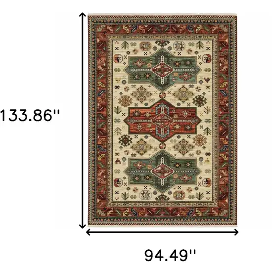 Brick Red Orange Rust Beige Gold Pale Blue Olive Navy And Black Oriental Power Loom Stain Resistant Area Rug With Fringe Photo 3