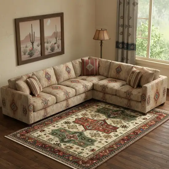 Brick Red Orange Rust Beige Gold Pale Blue Olive Navy And Black Oriental Power Loom Stain Resistant Area Rug With Fringe Photo 1