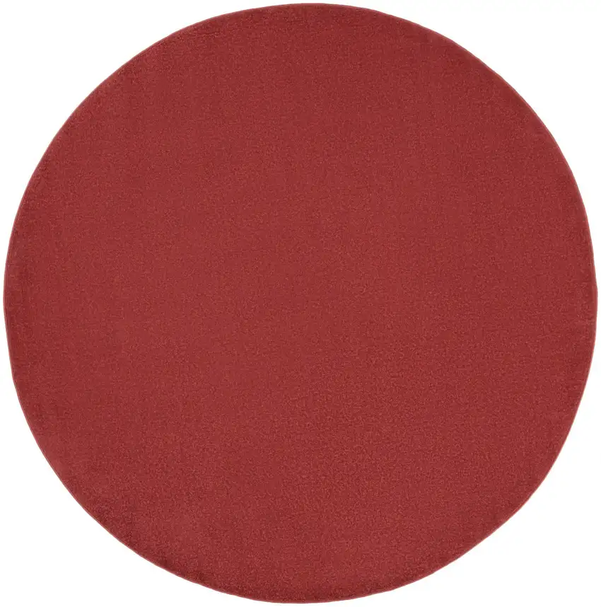 Brick Red Round Non Skid Indoor Outdoor Area Rug Photo 1