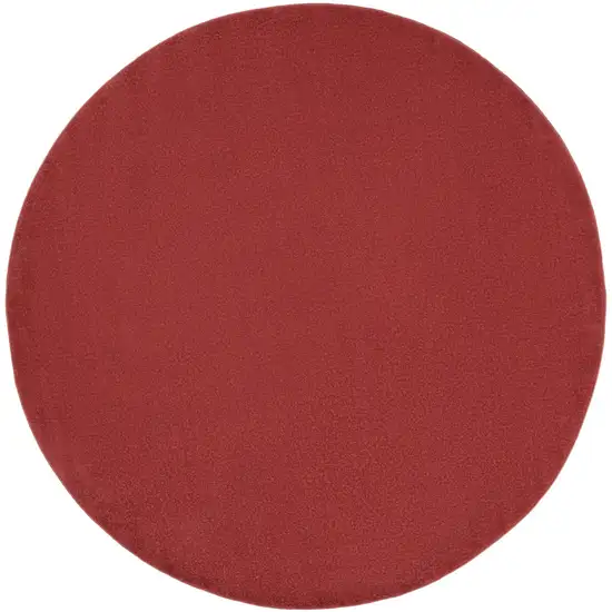Brick Red Round Indoor Outdoor Area Rug Photo 3