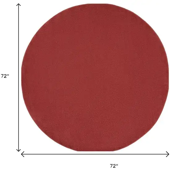 Brick Red Round Indoor Outdoor Area Rug Photo 8