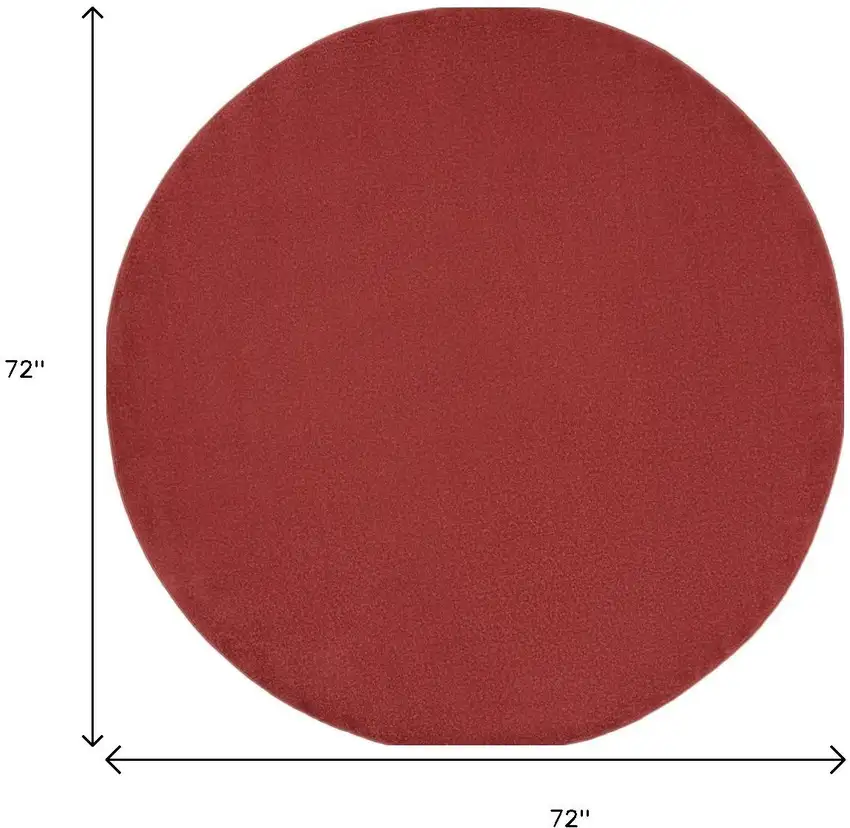 Brick Red Round Indoor Outdoor Area Rug Photo 8