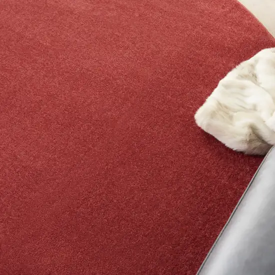 Brick Red Round Non Skid Indoor Outdoor Area Rug Photo 5
