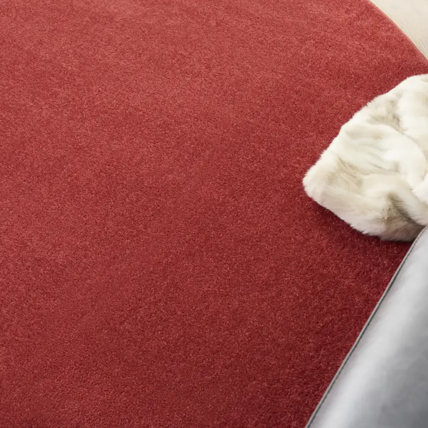 Brick Red Round Non Skid Indoor Outdoor Area Rug Photo 5
