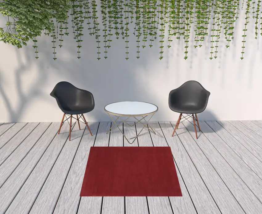 Brick Red Square Non Skid Indoor Outdoor Area Rug Photo 2