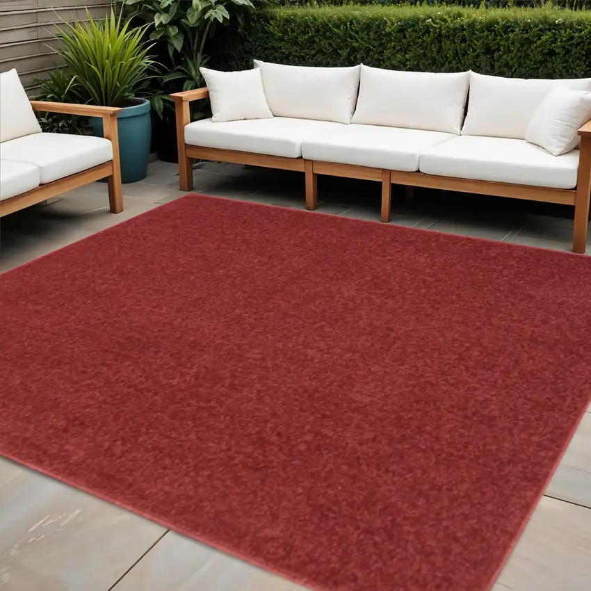 Brick Red Square Indoor Outdoor Area Rug Photo 1