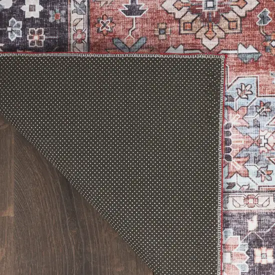 Brick Red and Black Oriental Distressed Non Skid Area Rug Photo 9