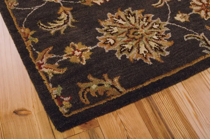 Brick Red and Orange Wool Floral Area Rug Photo 7