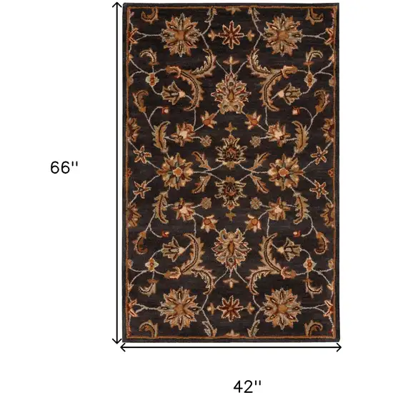 Brick Red and Orange Wool Floral Area Rug Photo 3
