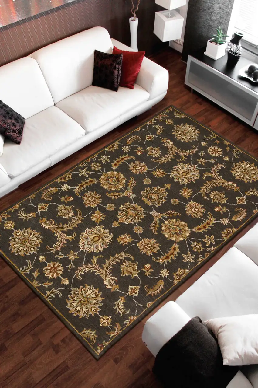 Brick Red and Orange Wool Floral Area Rug Photo 8