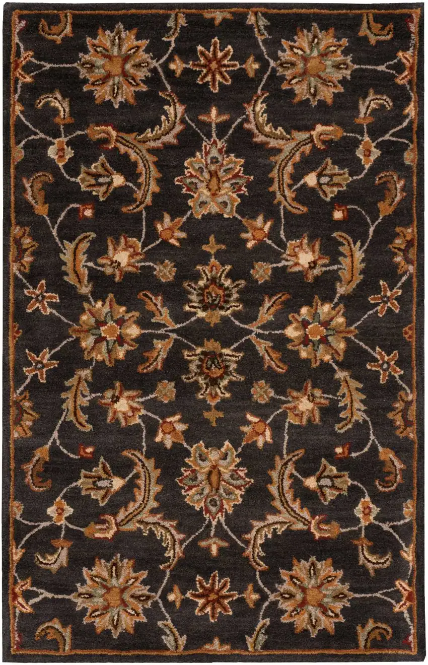 Brick Red and Orange Wool Floral Area Rug Photo 2