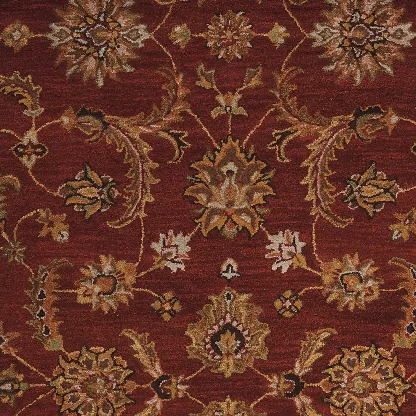 Brick Red and Orange Wool Floral Area Rug Photo 6