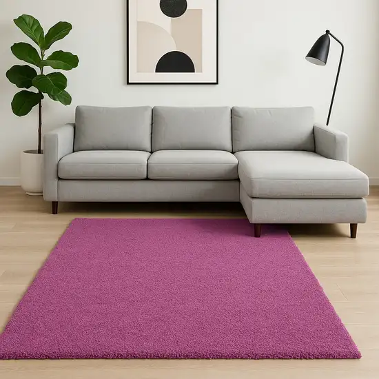 Hot Pink Shag Hand Woven Area Rug Photo 1