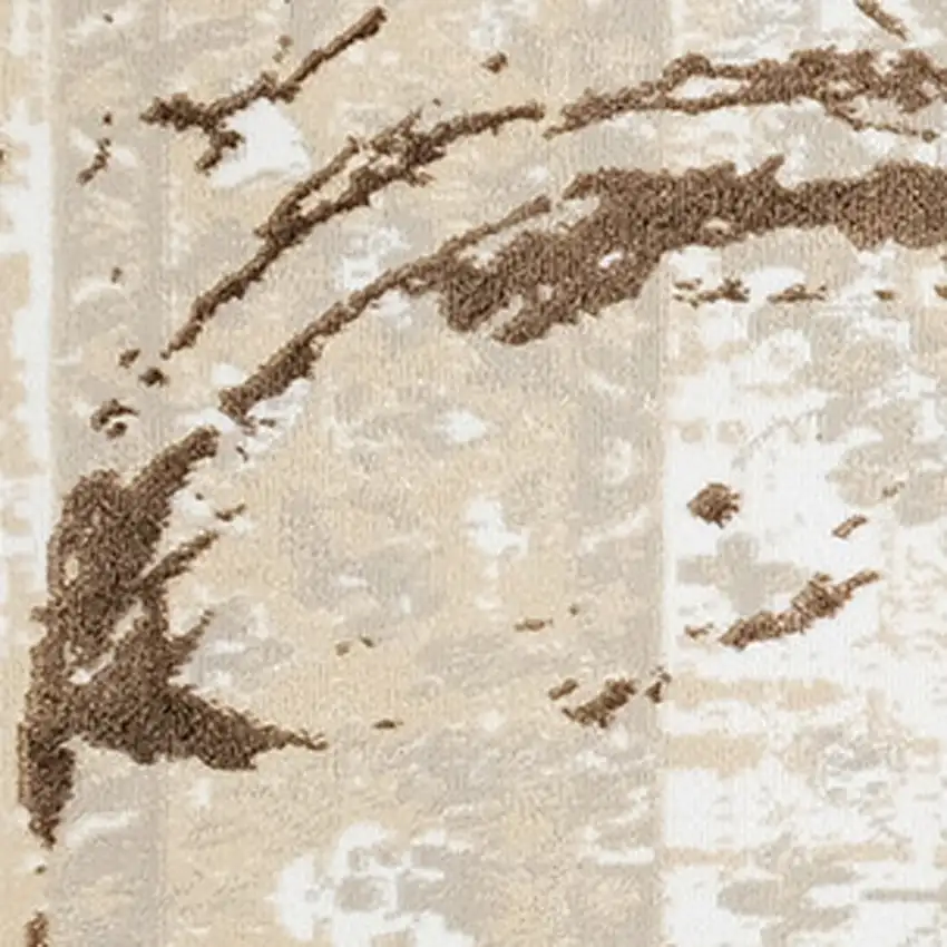 Bronze Abstract Area Rug With Fringe Photo 5
