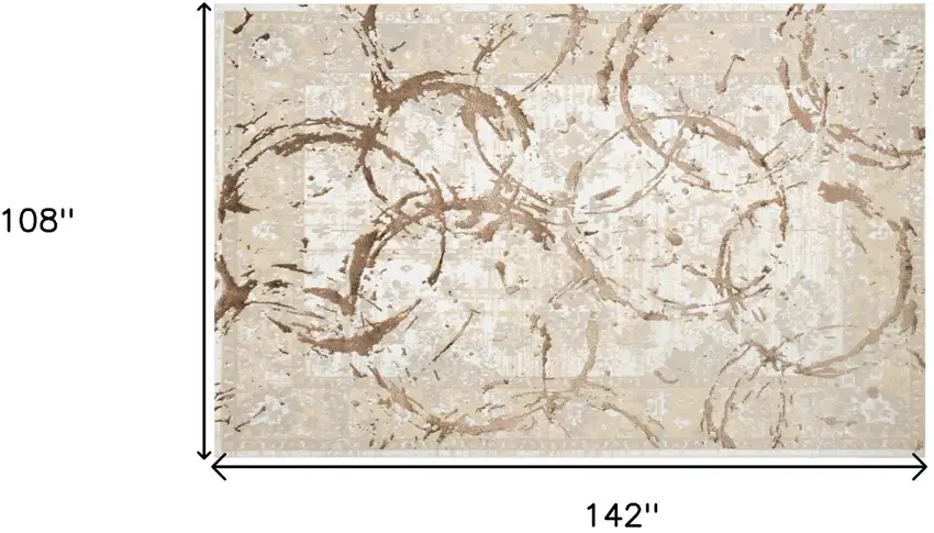 Bronze Abstract Area Rug With Fringe Photo 8