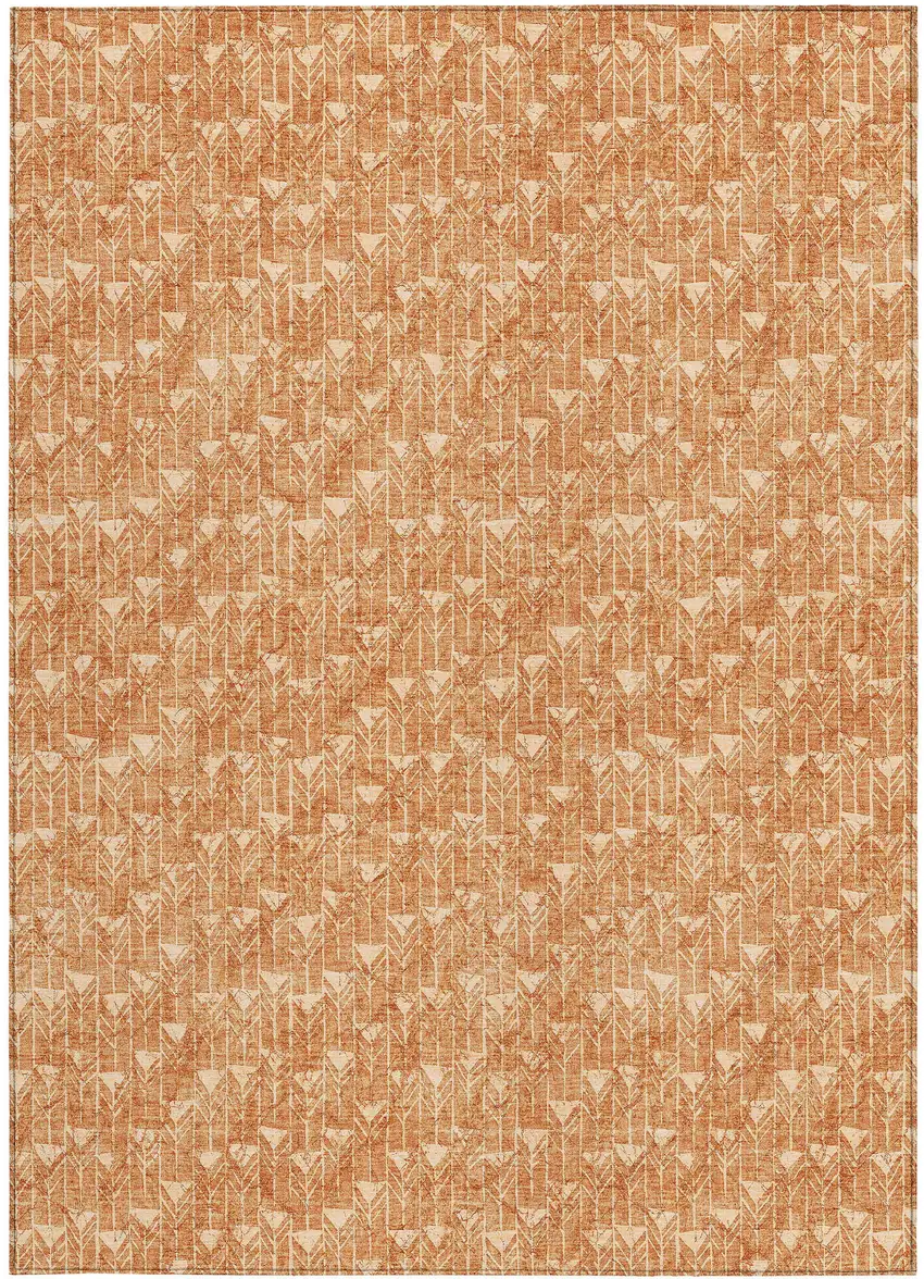 Bronze Geometric Washable Non Skid Indoor Outdoor Area Rug Photo 4
