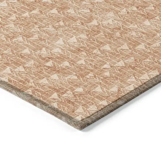 Bronze Geometric Washable Non Skid Indoor Outdoor Area Rug Photo 6