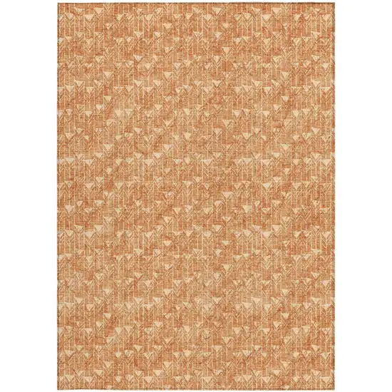 Bronze Geometric Washable Non Skid Indoor Outdoor Area Rug Photo 5