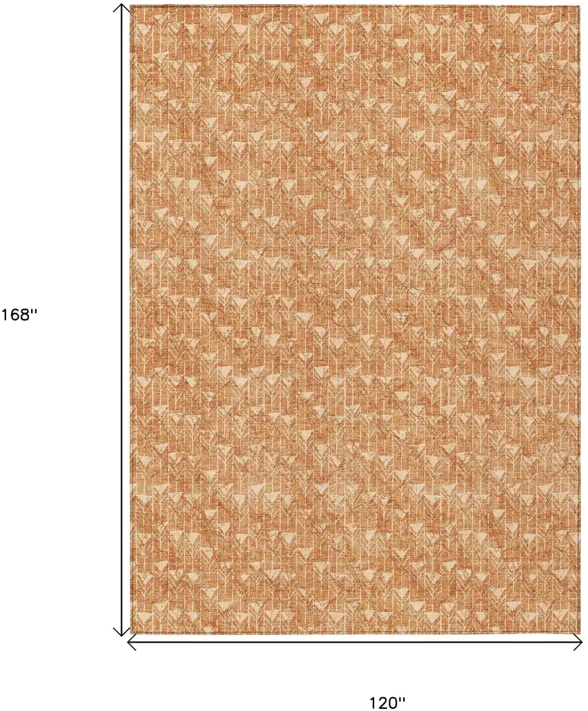Bronze Geometric Washable Non Skid Indoor Outdoor Area Rug Photo 3